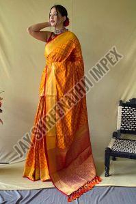 Ladies Party Wear Yellow Patola Saree
