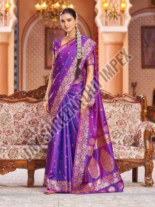 Ladies Purple Banarasi Silk Saree