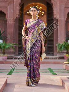 Ladies Purple Printed Soft Silk Saree