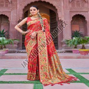Ladies Red Printed Soft Silk Saree
