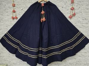 Ladies Blue Cotton Plain Skirt