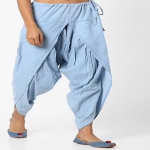 Ladies Cotton Blue Plain Dhoti Pants