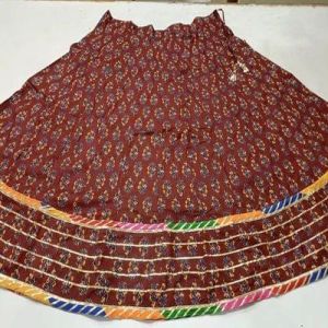 Ladies Cotton Multicolor Printed Long Skirt