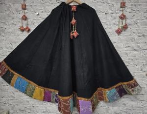 Ladies Stylish  Black Cotton Long Skirt