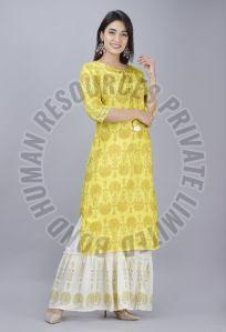 Ladies Printed Rayon Sharara Suit Set