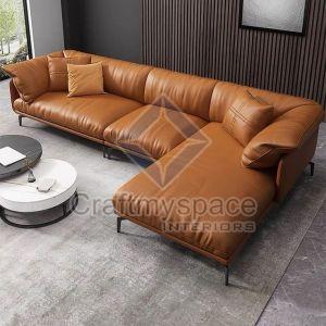 Brown L Shaped Sofa