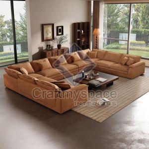 Brown U Shaped Sofa