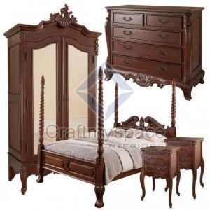 Wooden Poster Bed Set