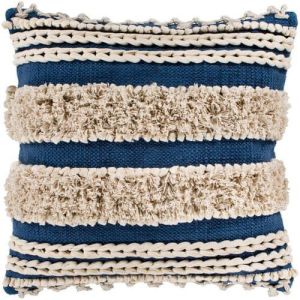 Handmade Blue and Cream Cotton Crochet Cushion Cover