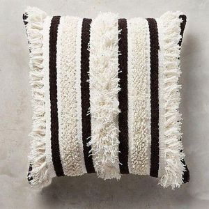 Handmade Cotton White and Brown Crochet Cushion Cover