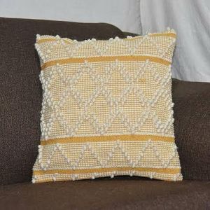 Handmade Cotton Yellow Crochet Cushion Cover