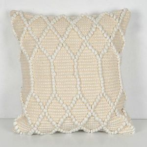 Handmade Peach and Cream Cotton Crochet Cushion Cover