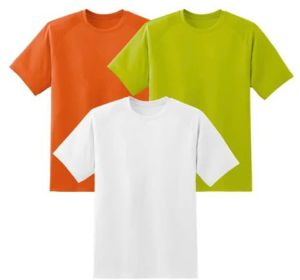 Mens Poly Cotton Plain Round Neck T Shirt