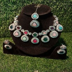 Party Wear Multicolor Stone Necklace Set