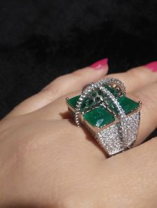 Square Green Crystal American Diamond Ring