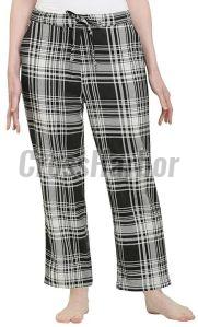 Ladies Black Checked Cotton Pyjama