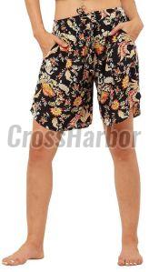 Ladies Multicolor Rayon Print Culotte Shorts