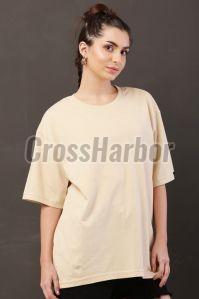 Ladies Plain Beige Oversized T-Shirt