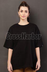 Ladies Plain Black Oversized T-Shirt