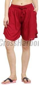Ladies Plain Maroon Rayon Culotte Shorts