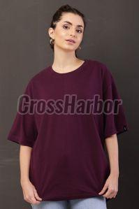 Ladies Plain Purple Oversized T-Shirt