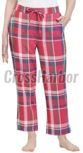 Ladies Red Checked Cotton Pyjama