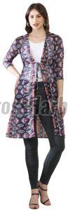 Ladies Violet Print Premium Chiffon Long Shrug