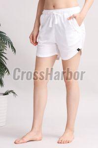 Ladies White Linen Casual Shorts