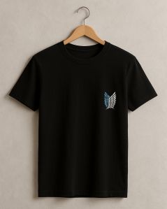 Unisex Black Regular Fit T Shirt