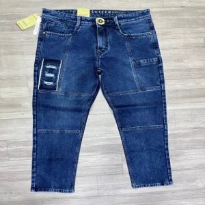 Black Letter Mens Mid Rise Jeans