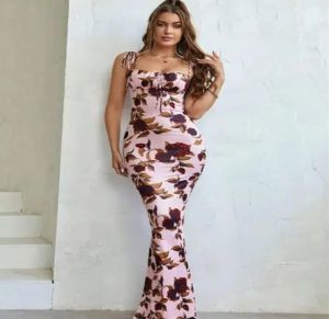 Ladies Classy Printed Bodycon Long Dresses