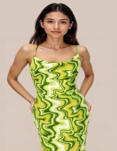 Ladies Green Printed Bodycon Dress