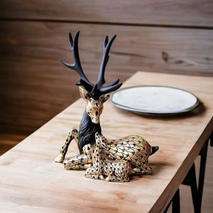 Black and Golden Polyresin Deer Statue