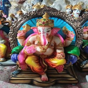 Glossy Finish Multicolor Polyresin Ganesha Statue