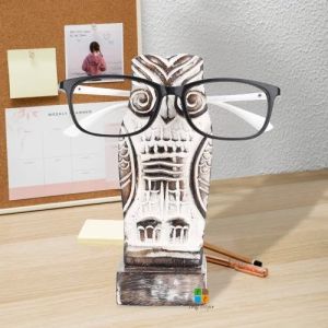 Wooden Grey Owl Spectacle Holder