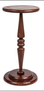 Wooden Pedestal Cocktail Side Table