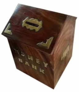 Wooden Hut Shape Money Bank