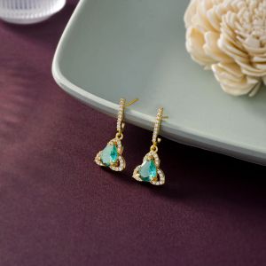 Ladies Stylish Ruby Gold Plated Earrings