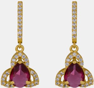Ladies Stylish Ruby Gold Plated Earrings