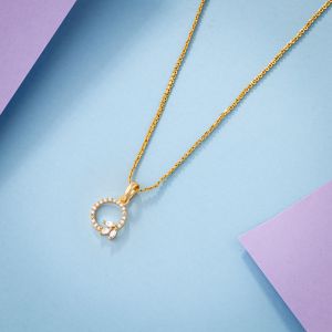 Ladies Exclusive Design Gold Plated Pendant With Chain
