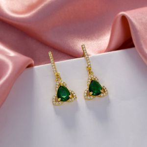 Ladies Stylish Ruby Gold Plated Earrings