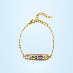 Ladies Gold Multicolor Zircon Stone Bracelet