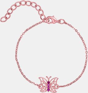 Ladies Rose Gold Butterfly Design Zircon Stone Bracelet