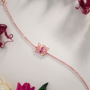 Ladies Rose Gold Butterfly Design Zircon Stone Bracelet