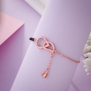 Ladies Fancy German Silver Rose Gold Zircon Adjustable Bracelet