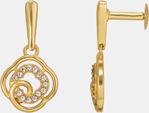 Ladies Gold Plated White Zircon Stone Earrings