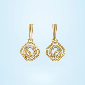 Ladies Gold Plated White Zircon Stone Earrings