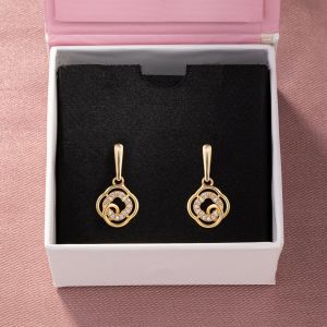 Ladies Gold Plated White Zircon Stone Earrings