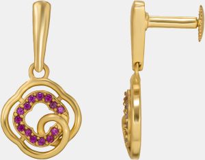 Ladies Fancy Gold Plated Pink Zircon Stone Earrings