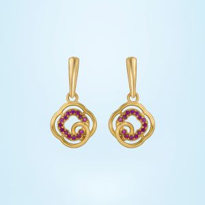 Ladies Fancy Gold Plated Pink Zircon Stone Earrings